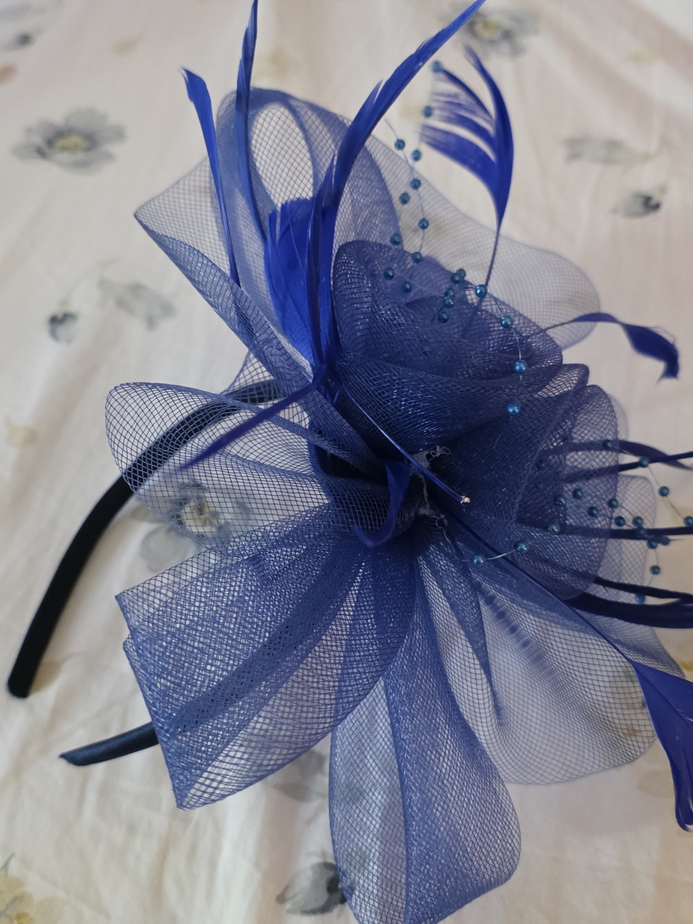 Royal Blue Fascinator Headband - Elegant Women's Hair Accessory